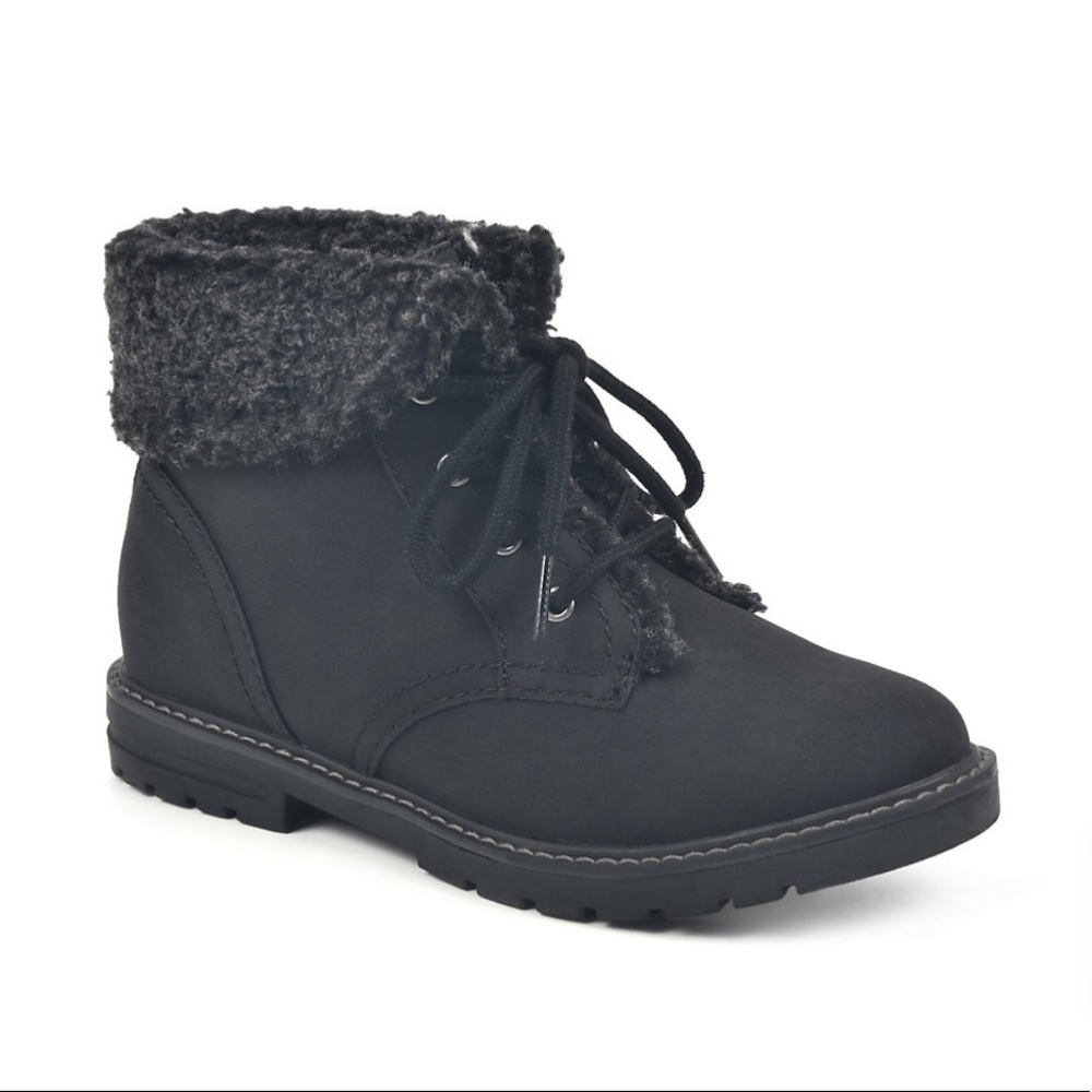 Sonoma Black Ankle Boots with Charcoal Cuff